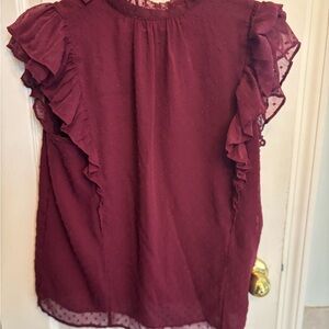 Elegant Burgundy Ruffle Top
